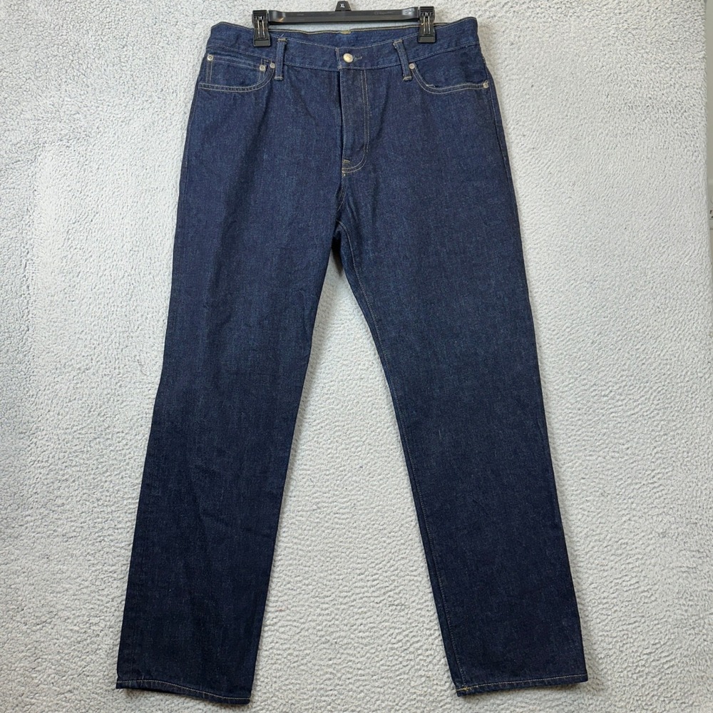J Crew Jeans Mens 34X32 Classic Straight Indigo Blue Dark Wash Casual Denim EUC